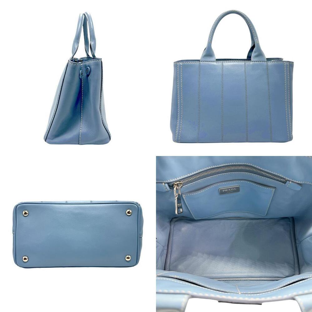 Prada handbag stitching Canapa triangle logo Blue iconic